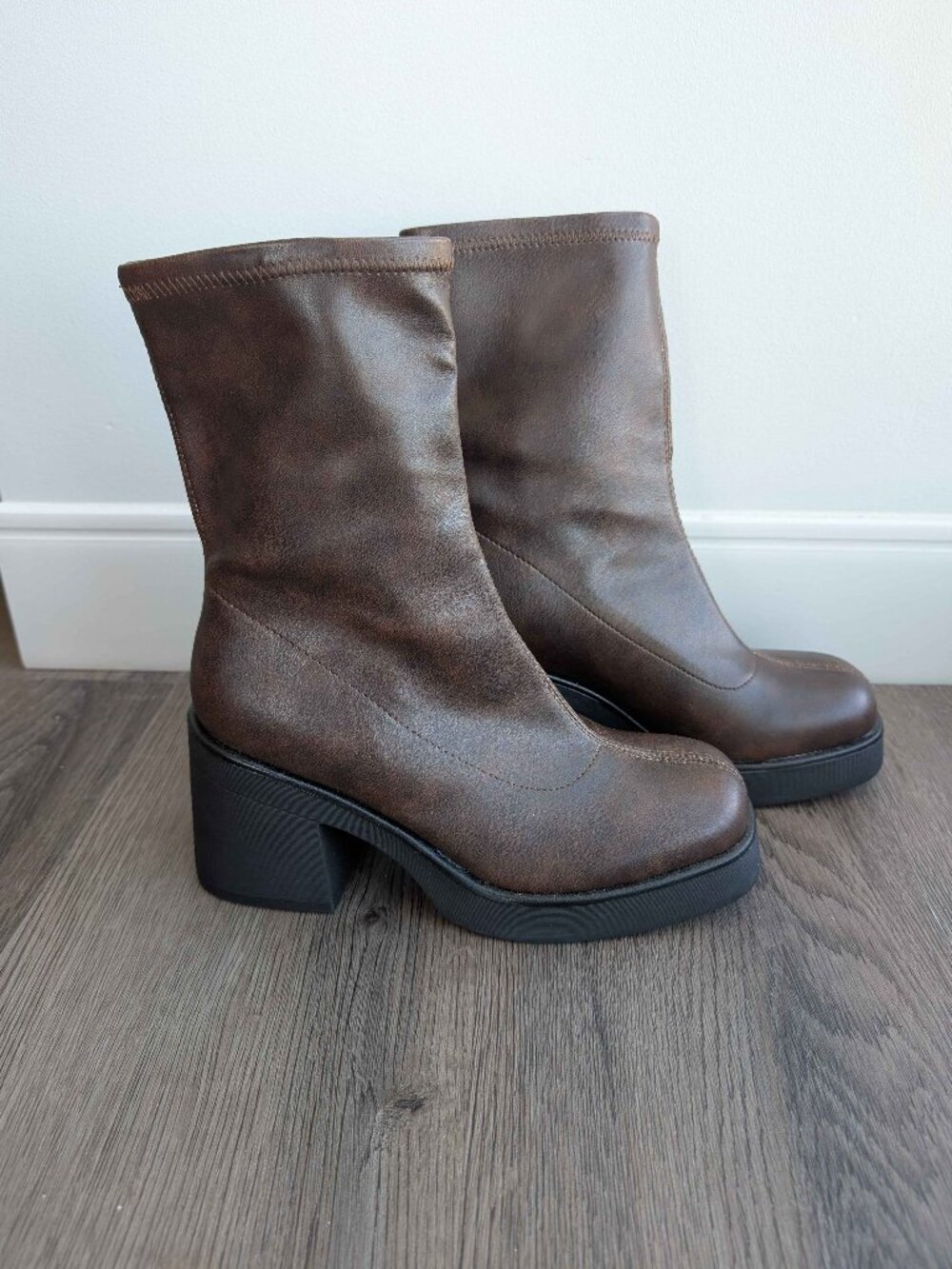 Call it Spring Steffanie platform square toe boots with block heel size 7.5 NWOT